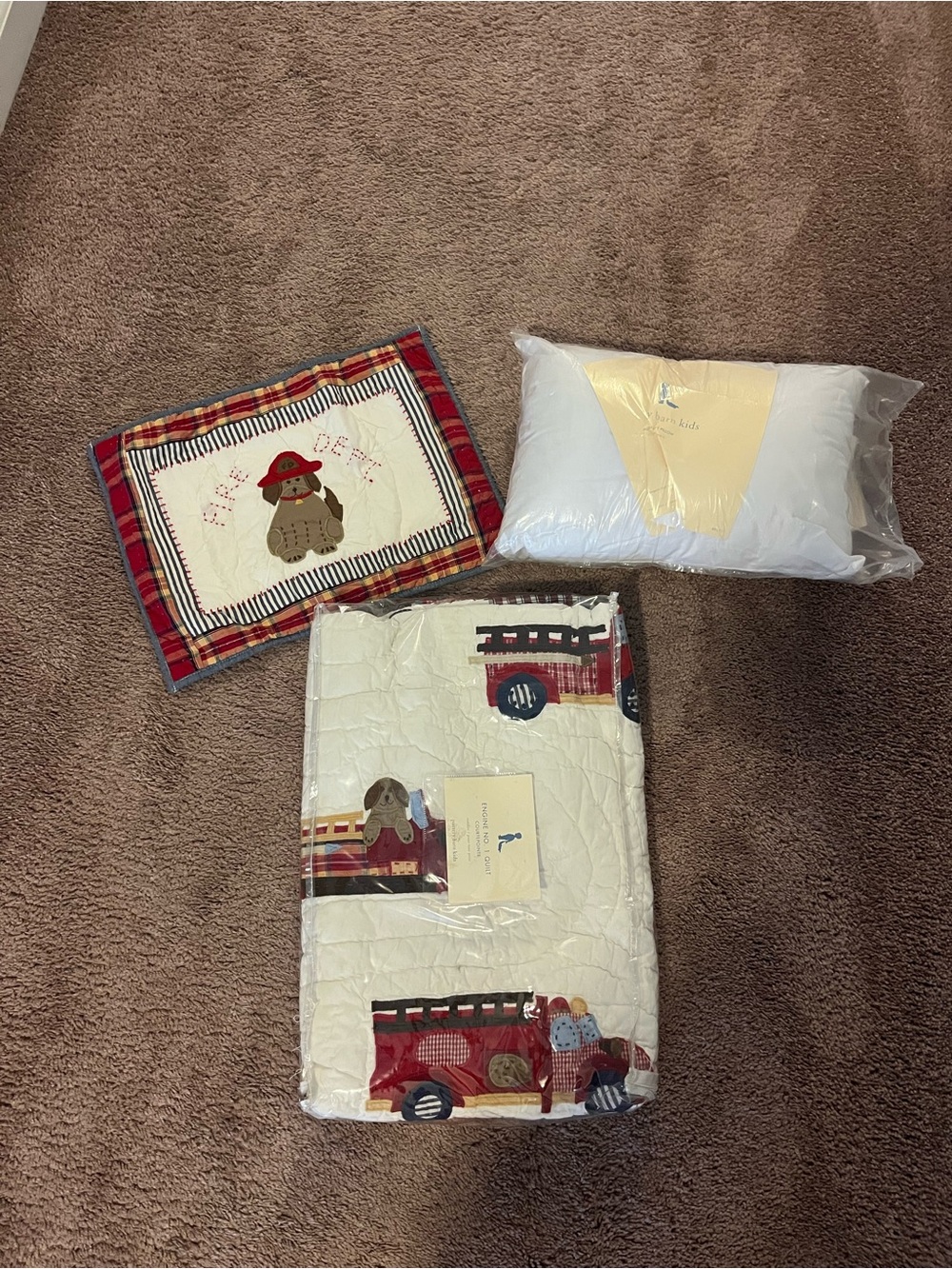 Vintage retired Pottery Barn Kids Engine No. 1 Quilt & Pillow Sham Set